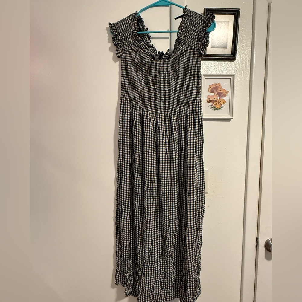 Bardot Black and White Smocked Maxi Sundress